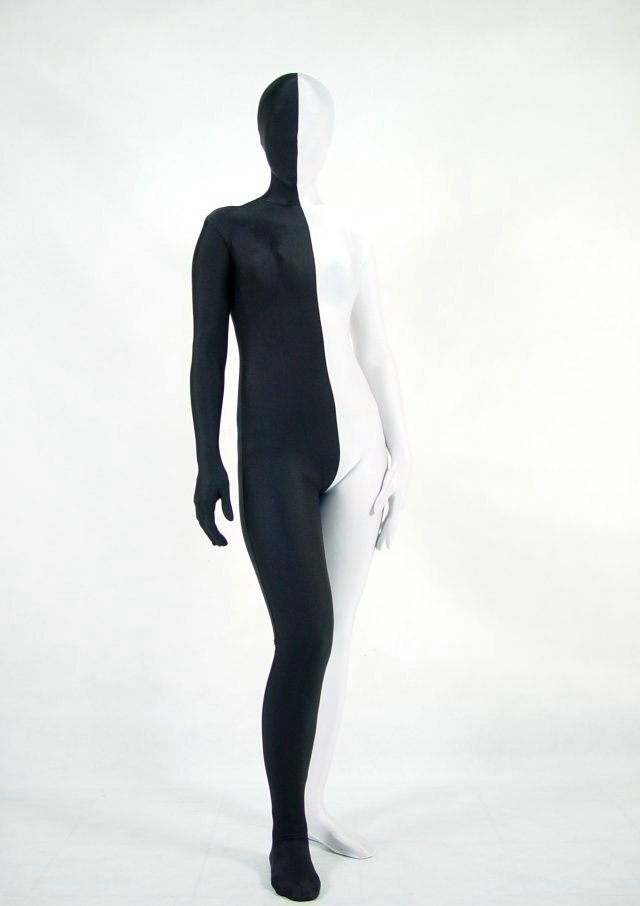 Split Black White Halloween Costume Ideas Zentai
